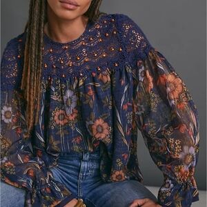 Anthropologie Christy Crochet Blouse